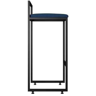 Kit 04 Banquetas Altas Para Cozinha Sala de Jantar Hanna L02 Preto Suede Azul Marinho - Lyam Decor
