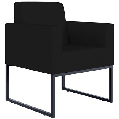 Kit 02 Poltronas Decorativas para Sala Recepção Base Fixa De Metal Helô L02 Suede Preto - Lyam Decor