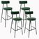 Kit 04 Banquetas Altas Sala De Jantar Estrutura Em Aço Milão F01 Couríssimo Verde Musgo - Lyam Decor
