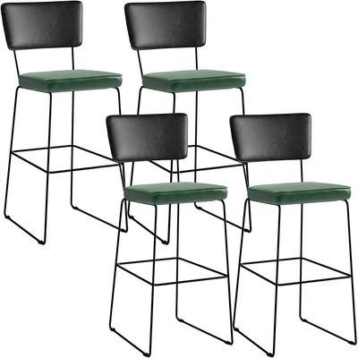 Kit 04 Banquetas Altas Sala Jantar Fixa Allana L02 Couríssimo Preto Facto Verde Musgo - Lyam Decor