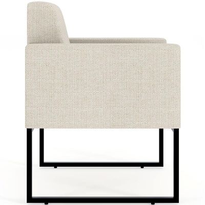 Poltrona Decorativa Sala Estar E Recepção Base Fixa De Metal Helô L02 Linho Champagne - Lyam Decor