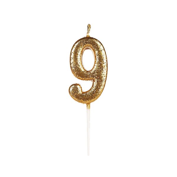 Vela Pequena Silver Glitter Dourado 9