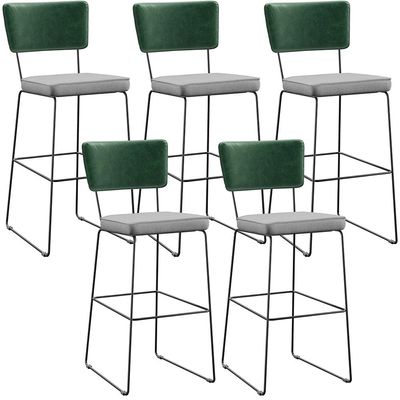 Kit 05 Banquetas Altas Bar Sala De Jantar Fixa Allana L02 Facto Verde Musgo Linho Cinza - Lyam Decor