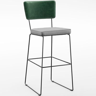 Kit 05 Banquetas Altas Bar Sala De Jantar Fixa Allana L02 Facto Verde Musgo Linho Cinza - Lyam Decor
