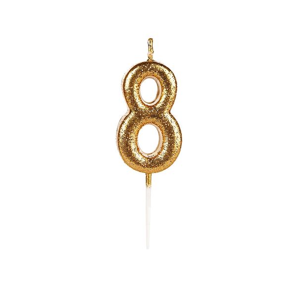 Vela Pequena Silver Glitter Dourado 8