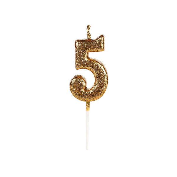Vela Pequena Silver Glitter Dourado 5