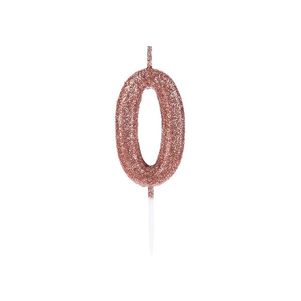 Vela Pequena Silver Glitter Rosé Gold 0