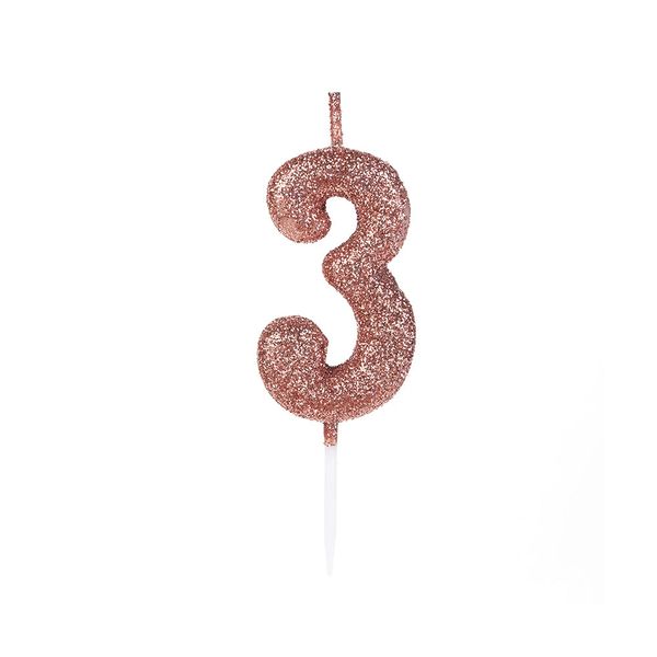 Vela Pequena Silver Glitter Rosé Gold 3