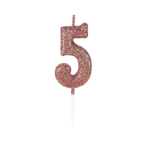 Vela Pequena Silver Glitter Rosé Gold 5
