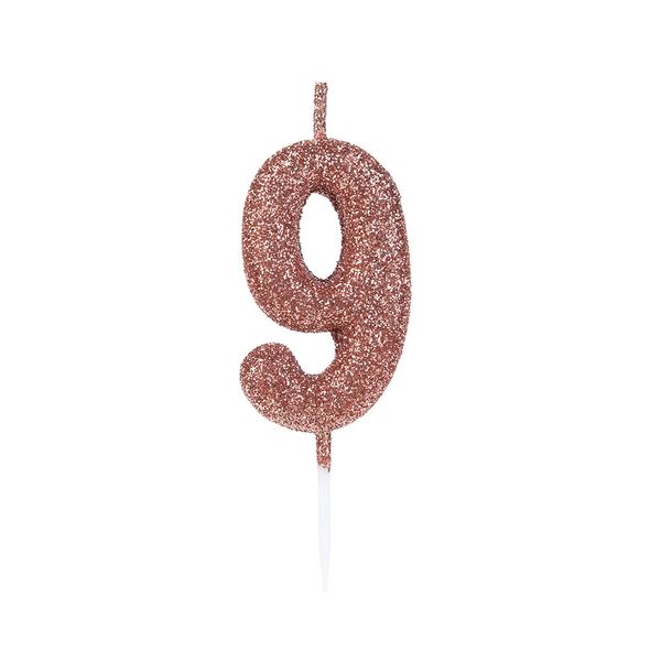 Vela Pequena Silver Glitter Rosé Gold 9