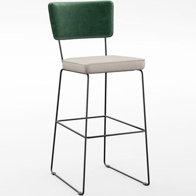Kit 05 Banquetas Altas Cozinha Sala Jantar Fixa Allana L02 Facto Verde Musgo Linho Cru - Lyam Decor