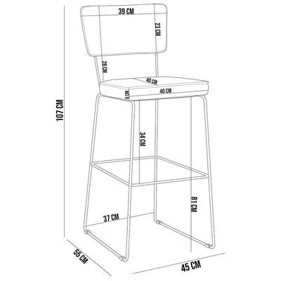 Kit 05 Banquetas Altas Cozinha Sala Jantar Fixa Allana L02 Facto Verde Musgo Linho Cru - Lyam Decor