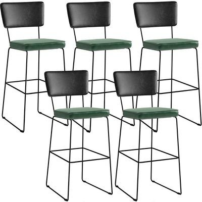 Kit 05 Banquetas Altas Sala Jantar Fixa Allana L02 Couríssimo Preto Facto Verde Musgo - Lyam Decor