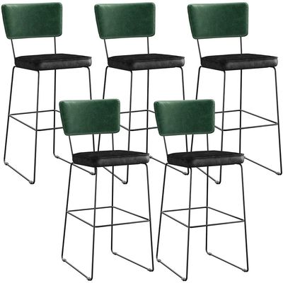 Kit 05 Banquetas Altas Sala Jantar Fixa Allana L02 Facto Verde Musgo Couríssimo Preto - Lyam Decor