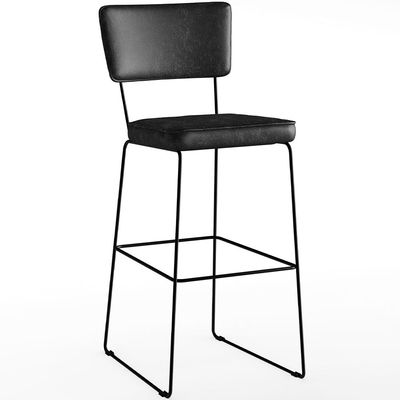 Kit 06 Banquetas Altas Cozinha Sala Jantar Base Em Aço Fixa Allana L02 Couríssimo Preto - Lyam Decor