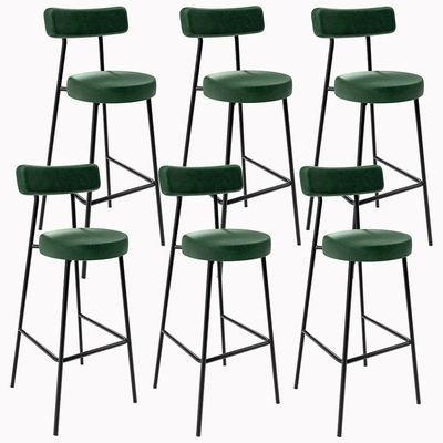 Kit 06 Banquetas Altas Sala De Jantar Estrutura Em Aço Milão F01 Couríssimo Verde Musgo - Lyam Decor