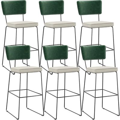 Kit 06 Banquetas Altas Sala De Jantar Fixa Allana L02 Facto Verde Musgo Linho Champagne - Lyam Decor