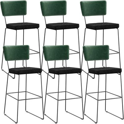 Kit 06 Banquetas Altas Sala De Jantar Fixa Allana L02 Facto Verde Musgo Linho Chumbo - Lyam Decor