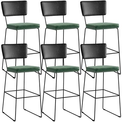 Kit 06 Banquetas Altas Sala Jantar Fixa Allana L02 Couríssimo Preto Facto Verde Musgo - Lyam Decor