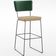 Kit 06 Banquetas Altas Sala Jantar Fixa Allana L02 Facto Verde Musgo Linho Bege Escuro - Lyam Decor