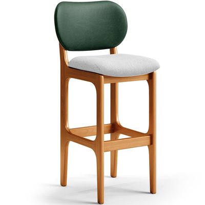 Kit 2 Banquetas Alta Bar Cozinha Sala Jantar Betta L02 Imbuia Facto Verde Linho Cinza - Lyam Decor