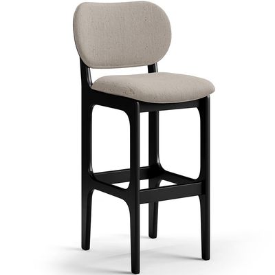 Kit 2 Banquetas Alta Bar Cozinha Sala Jantar Fixa Betta L02 Preto Linho Bege - Lyam Decor
