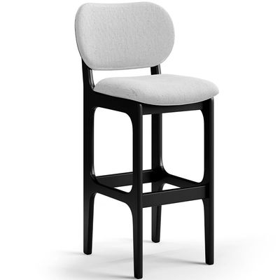 Kit 2 Banquetas Alta Bar Cozinha Sala Jantar Fixa Betta L02 Preto Linho Cinza - Lyam Decor