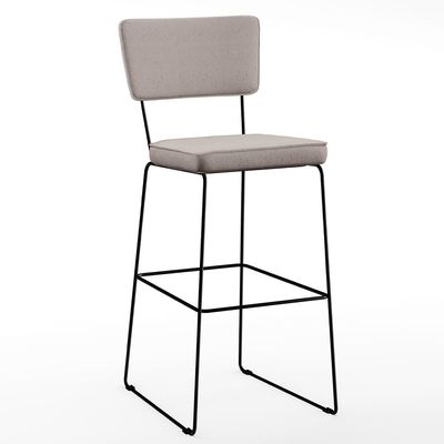 Kit 2 Banquetas Alta Para Cozinha Sala De Jantar Base em Aço Fixa Allana L02 Linho Bege - Lyam Decor