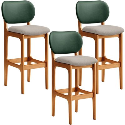 Kit 3 Banquetas Alta Bar Cozinha Sala Jantar Betta L02 Imbuia Facto Verde Linho Bege - Lyam Decor