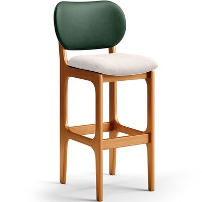 Kit 3 Banquetas Alta Bar Cozinha Sala Jantar Betta L02 Imbuia Facto Verde Linho Cru - Lyam Decor