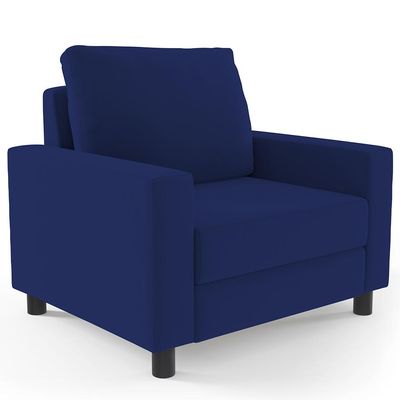 Kit 02 Poltronas Decorativas Para Sala De Estar E Recepção Malta L02 Suede Azul Marinho - Lyam Decor