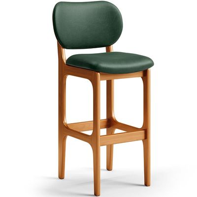 Kit 4 Banquetas Alta Bar Cozinha Sala Jantar Fixa Betta L02 Imbuia Facto Verde Musgo - Lyam Decor