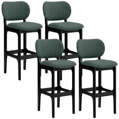 Kit 4 Banquetas Alta Bar Cozinha Sala Jantar Fixa Betta L02 Preto Linho Verde Musgo - Lyam Decor