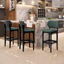 Kit 4 Banquetas Alta Bar Cozinha Sala Jantar Fixa Betta L02 Preto Linho Verde Musgo - Lyam Decor