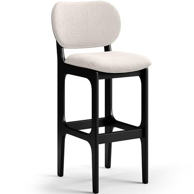 Kit 4 Banquetas Alta Bar Cozinha Sala Jantar Fixa Betta L02 Preto Linho Cru - Lyam Decor