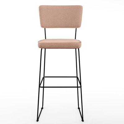 Kit 4 Banquetas Alta Para Cozinha Sala De Jantar Base em Aço Fixa Allana L02 Linho Rosê - Lyam Decor