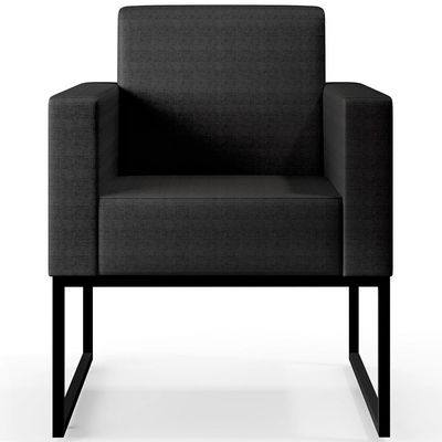 Poltrona Para Sala De Estar Base Fixa De Metal Helô L02 Facto Preto Metalizado - Lyam Decor