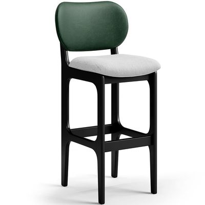 Kit 5 Banquetas Alta Bar Cozinha Sala Jantar Betta L02 Preto Facto Verde Linho Cinza - Lyam Decor