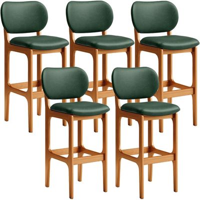 Kit 5 Banquetas Alta Bar Cozinha Sala Jantar Fixa Betta L02 Imbuia Facto Verde Musgo - Lyam Decor
