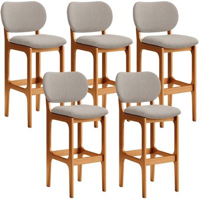 Kit 5 Banquetas Alta Bar Cozinha Sala Jantar Fixa Betta L02 Imbuia Linho Bege - Lyam Decor