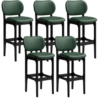 Kit 5 Banquetas Alta Bar Cozinha Sala Jantar Fixa Betta L02 Preto Facto Verde Musgo - Lyam Decor