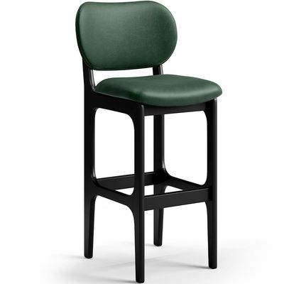 Kit 5 Banquetas Alta Bar Cozinha Sala Jantar Fixa Betta L02 Preto Facto Verde Musgo - Lyam Decor