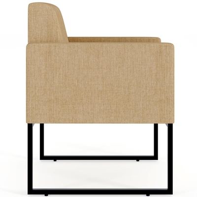 Poltrona Decorativa para Sala E Recepção Base Fixa De Metal Helô L02 Linho Bege Escuro  - Lyam Decor
