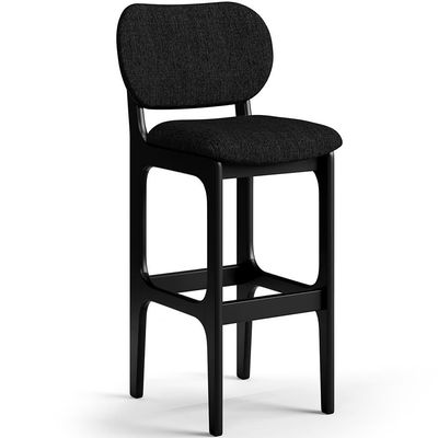 Kit 5 Banquetas Alta Bar Cozinha Sala Jantar Fixa Betta L02 Preto Linho Chumbo - Lyam Decor