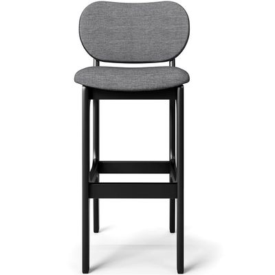 Kit 5 Banquetas Alta Bar Cozinha Sala Jantar Fixa Betta L02 Preto Linho Cinza Escuro - Lyam Decor