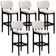 Kit 5 Banquetas Alta Bar Cozinha Sala Jantar Fixa Betta L02 Preto Linho Cru - Lyam Decor