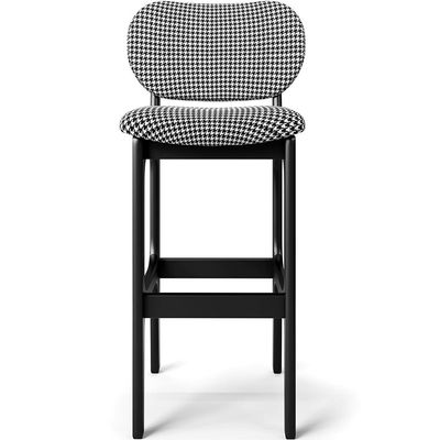 Kit 5 Banquetas Alta Bar Cozinha Sala Jantar Fixa Betta L02 Preto Suede Pied Poule - Lyam Decor