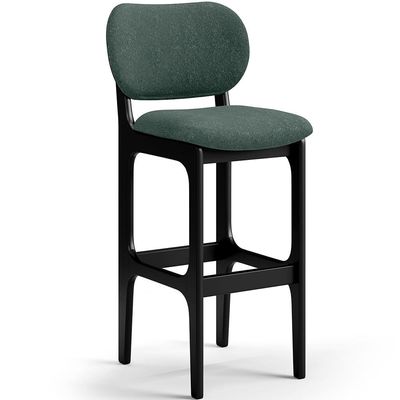 Kit 5 Banquetas Alta Bar Cozinha Sala Jantar Fixa Betta L02 Preto Linho Verde Musgo - Lyam Decor