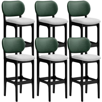 Kit 6 Banquetas Alta Bar Cozinha Sala Jantar Betta L02 Preto Facto Verde Linho Cinza - Lyam Decor