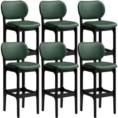 Kit 6 Banquetas Alta Bar Cozinha Sala Jantar Fixa Betta L02 Preto Facto Verde Musgo - Lyam Decor